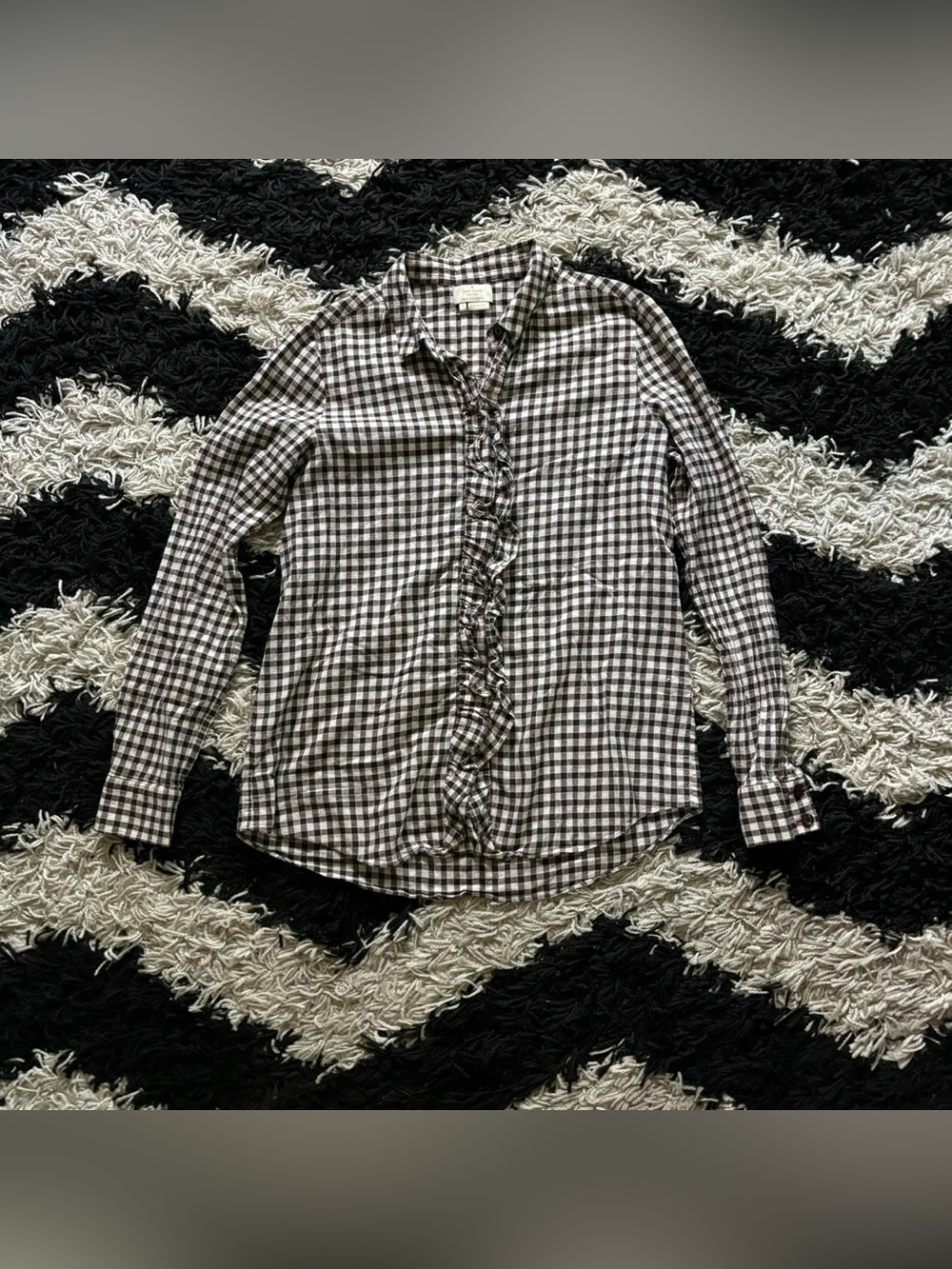 Kate Spade Ruffled Plaid Button Up Blouse Women’s 4 (Medium)